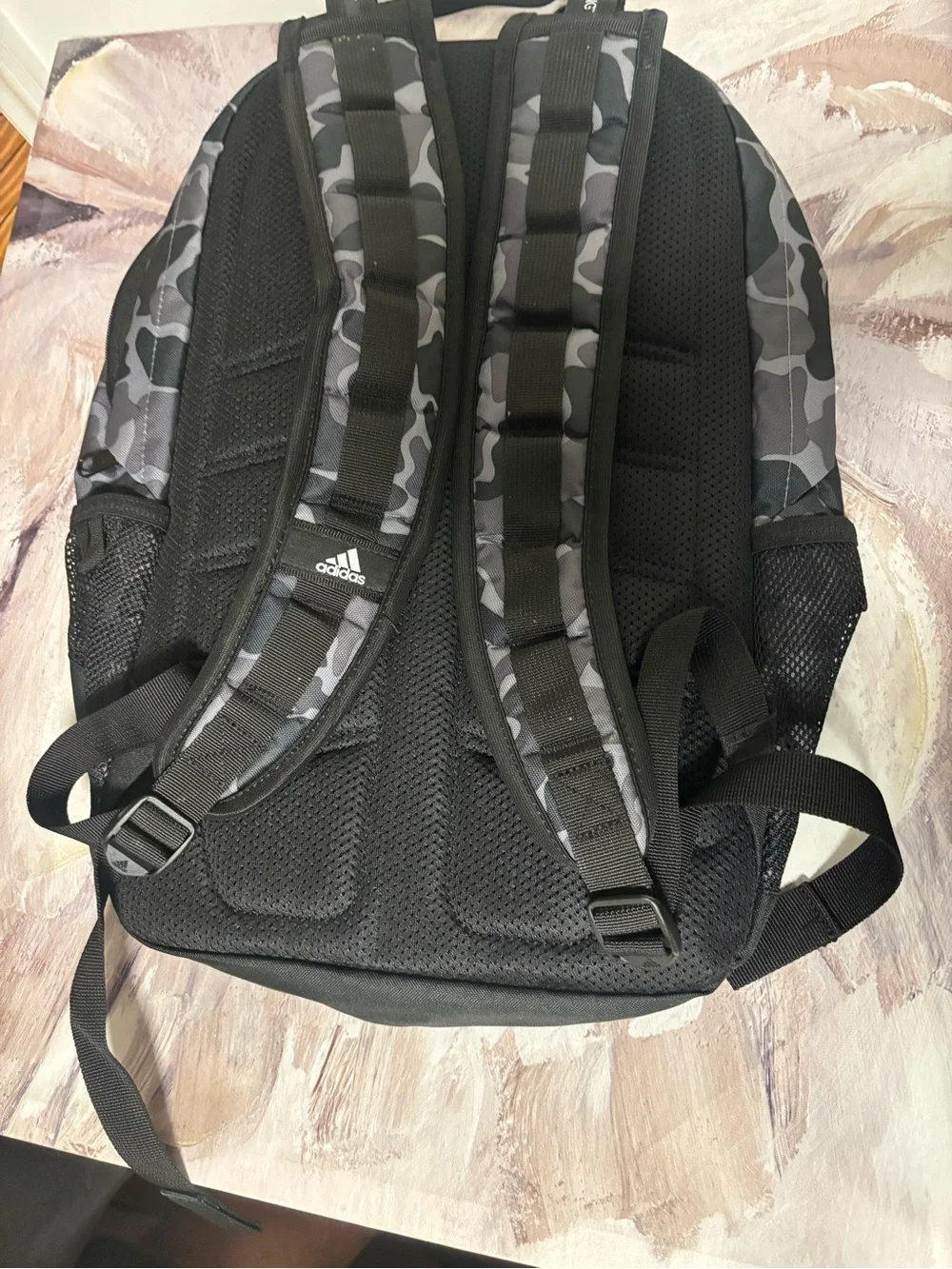 adidas Men’s Gray Camo Backpack with Front Bungee